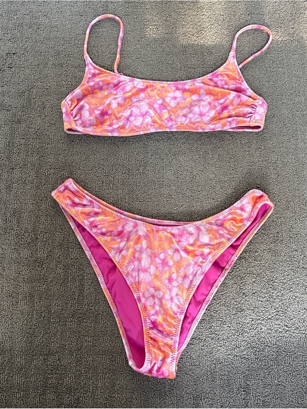 PacSun Pink Floral Tie-Dye Bikini Top